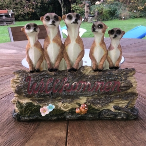Willkommen 5 Erdmännchen Deko